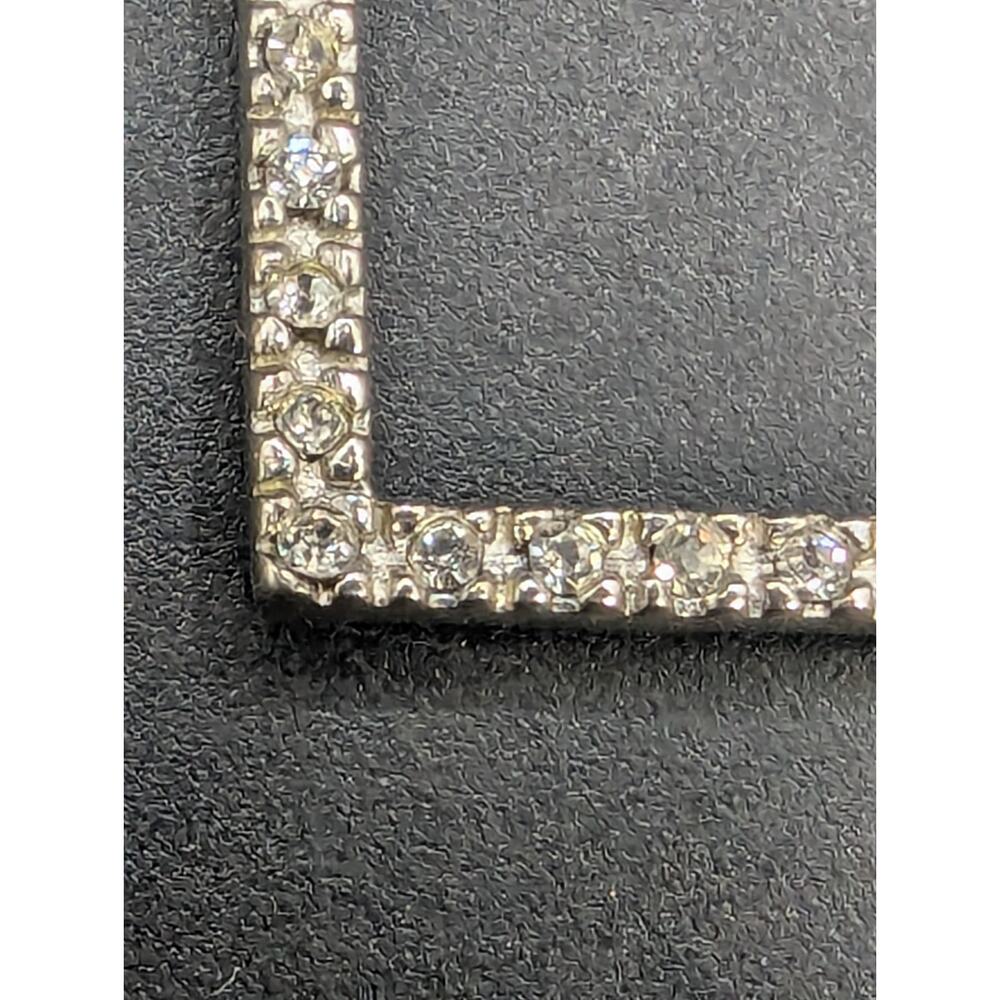 925 Sterling Silver Rectangular Open Frame Pave C… - image 3